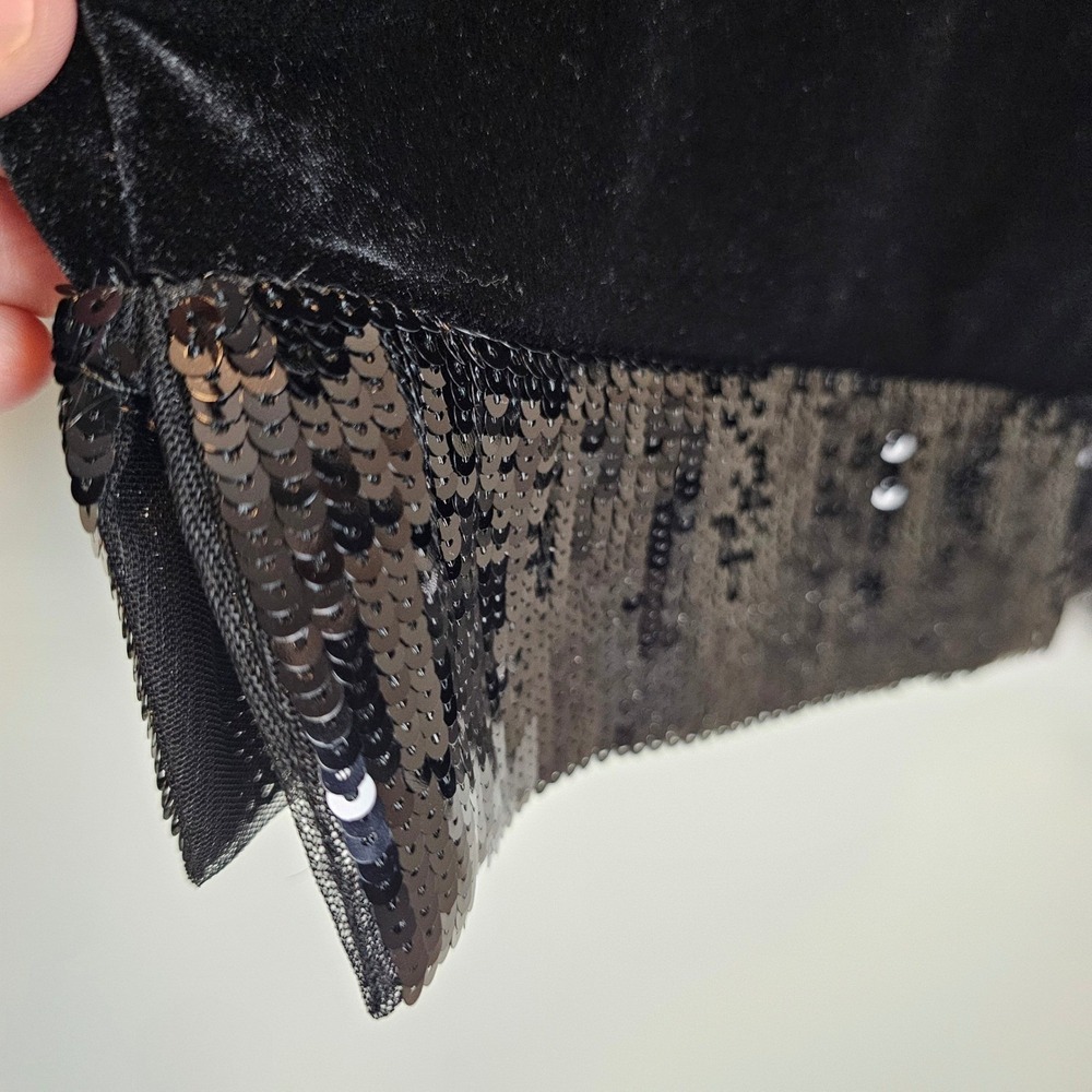 Chico's Velvet Black Sequins Party Top Bundle Pants Skirt Outfit Size 2 Large‎ - Picture 5 of 13
